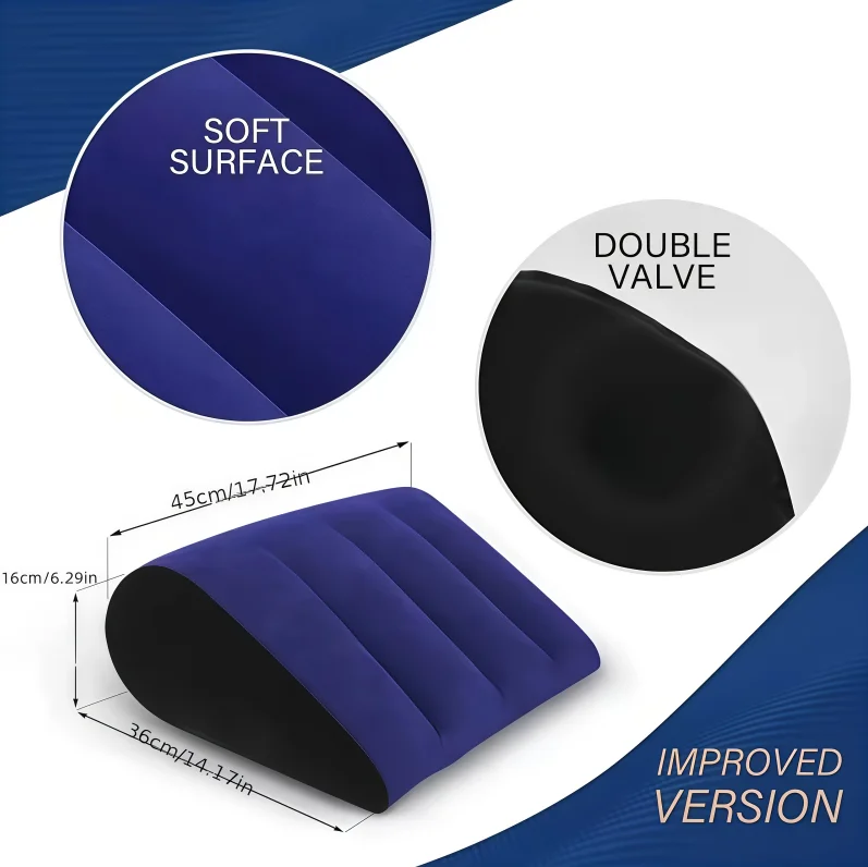 وسادة متدفقة على شكل إسفين، وسادة قابلة للنفخ، وسادة يوجا ناعمة متعددة الوظائف من مادة PVC، لعبة دعم موضعية قابلة للطي، لعبة للبالغين