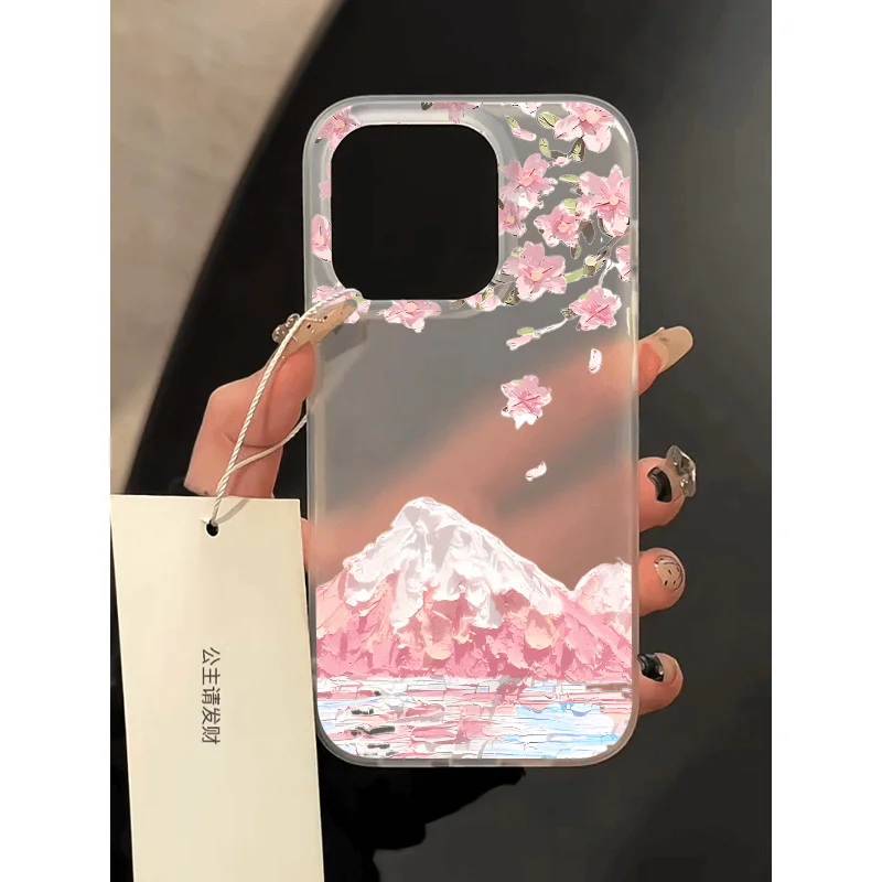 New Japanese Cherry Blossom Mount Fuji Phone Case For IPhone 16 15 14 13 12 11 Pro Max Xs Xr 7 8 Plus SE2020 Soft TPU Cover