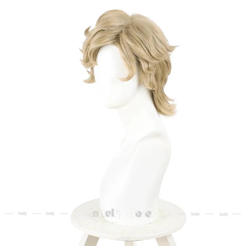 

CyIdentity V Meteorologist Cosplay Wig Wendy Foote Light Blonde Short Hair Side Bang Wigs Men Women Girls Halloween Carnival Par