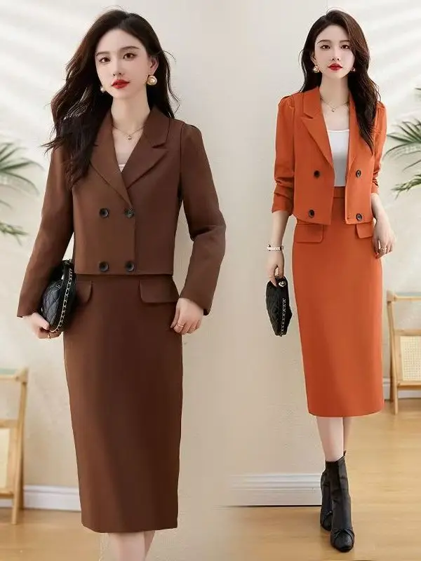 

Костюм-двойка Ele Tailored Dr: весенне-осенний, приталенный, профессиональный, в корейском стиле, для офиса, с завышенной талией, из полиэфирного волокна