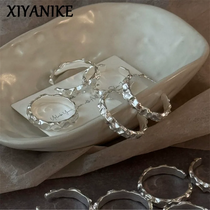 

XIYANIK Korean Irregular Texture Adjustable Rings For Women Girl Vintage Fashion New Jewelry Gift Party Daily Wholesale anillos