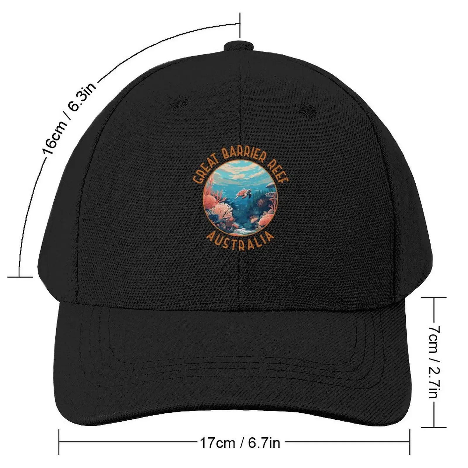 Great Barrier Reef Australia Retro Distressed Circle Baseball Cap Dropshipping Snapback Cap black Woman Men's