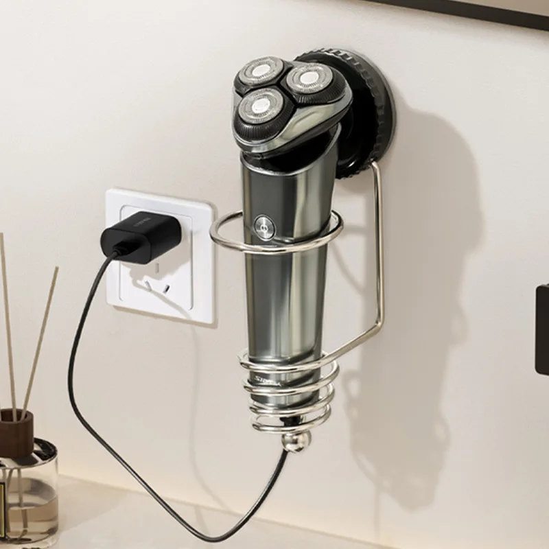 1pc Stainless Steel Razor Holder Wall-mounted Bathroom Suction Cup Storage Rack Beauty Equipment Storage Rack Bathroom Organizer