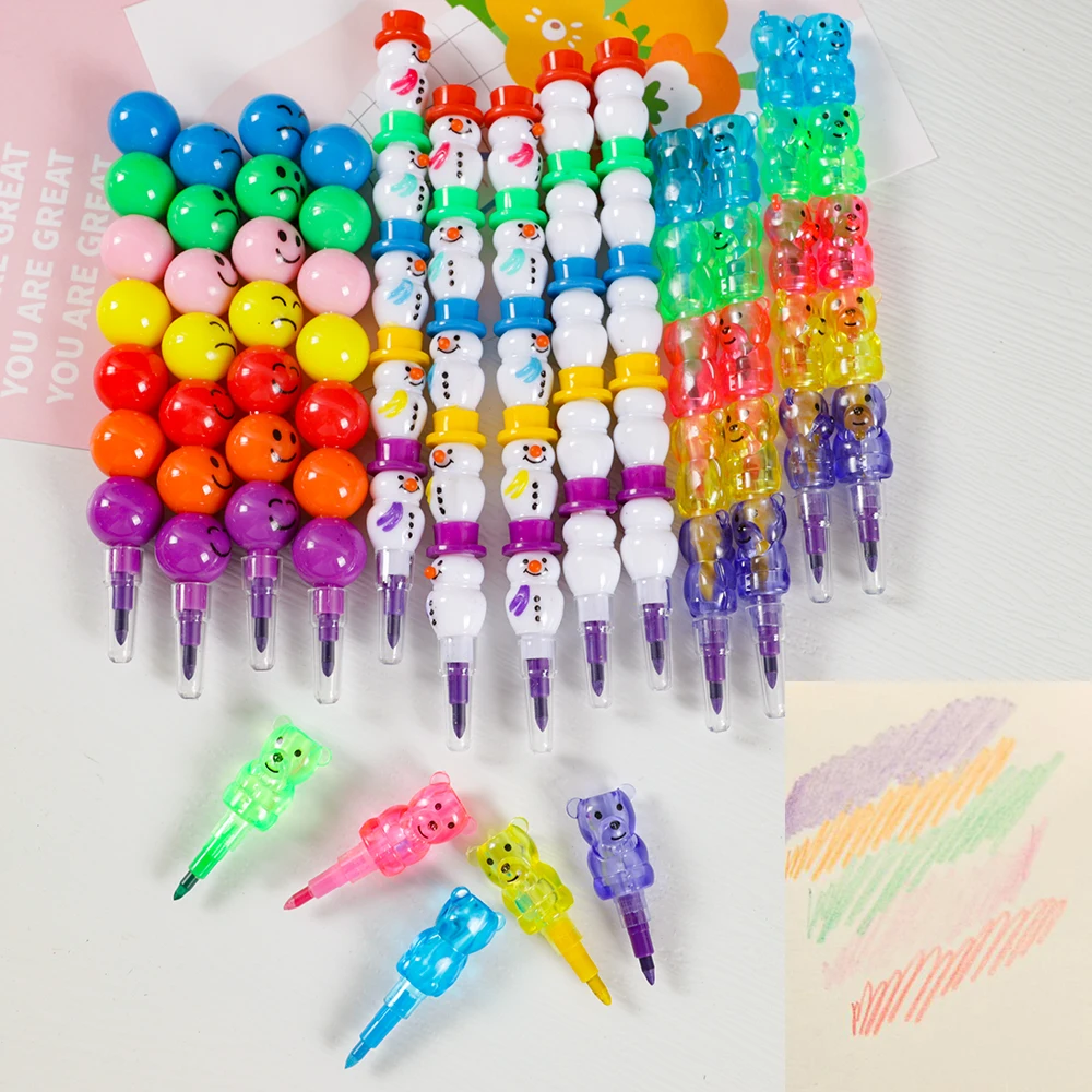 Cute Lollipop Snowman Bear Building Block Crayon Painting Pen Baby Shower Birthday Party Favors Back To School Stationery Gifts