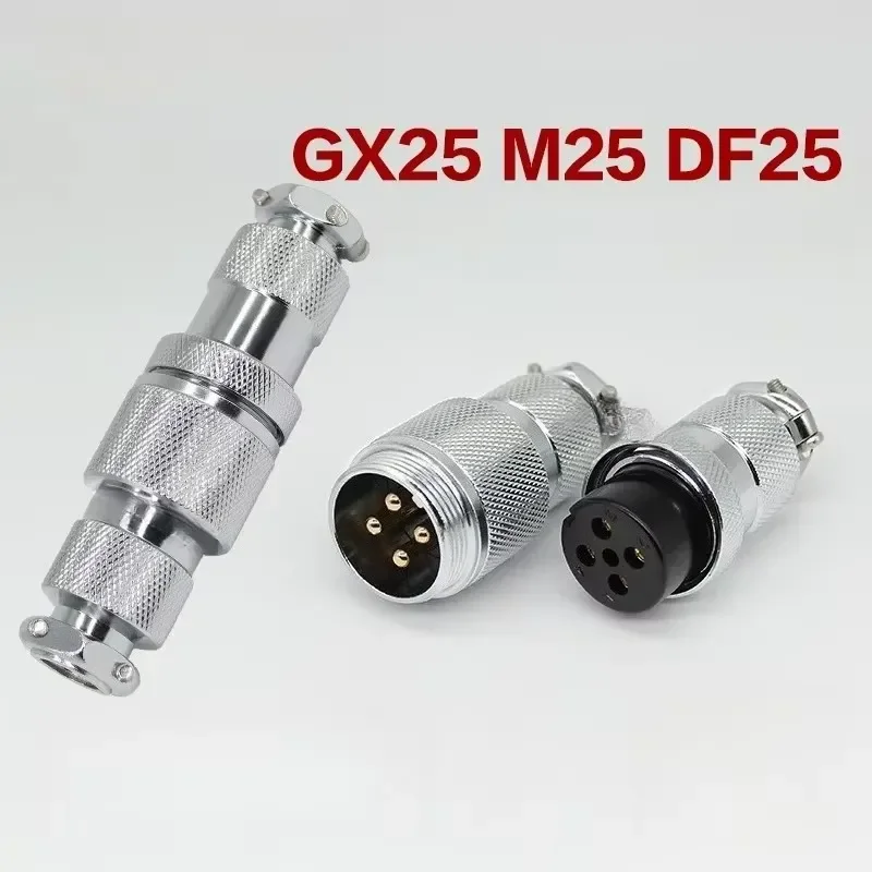 GX25 Waterproof Aviation Connector Inline/Cable-to-Cable M25 Male and Female Cable Connectors Available in 2 To 12 Pins/Cores