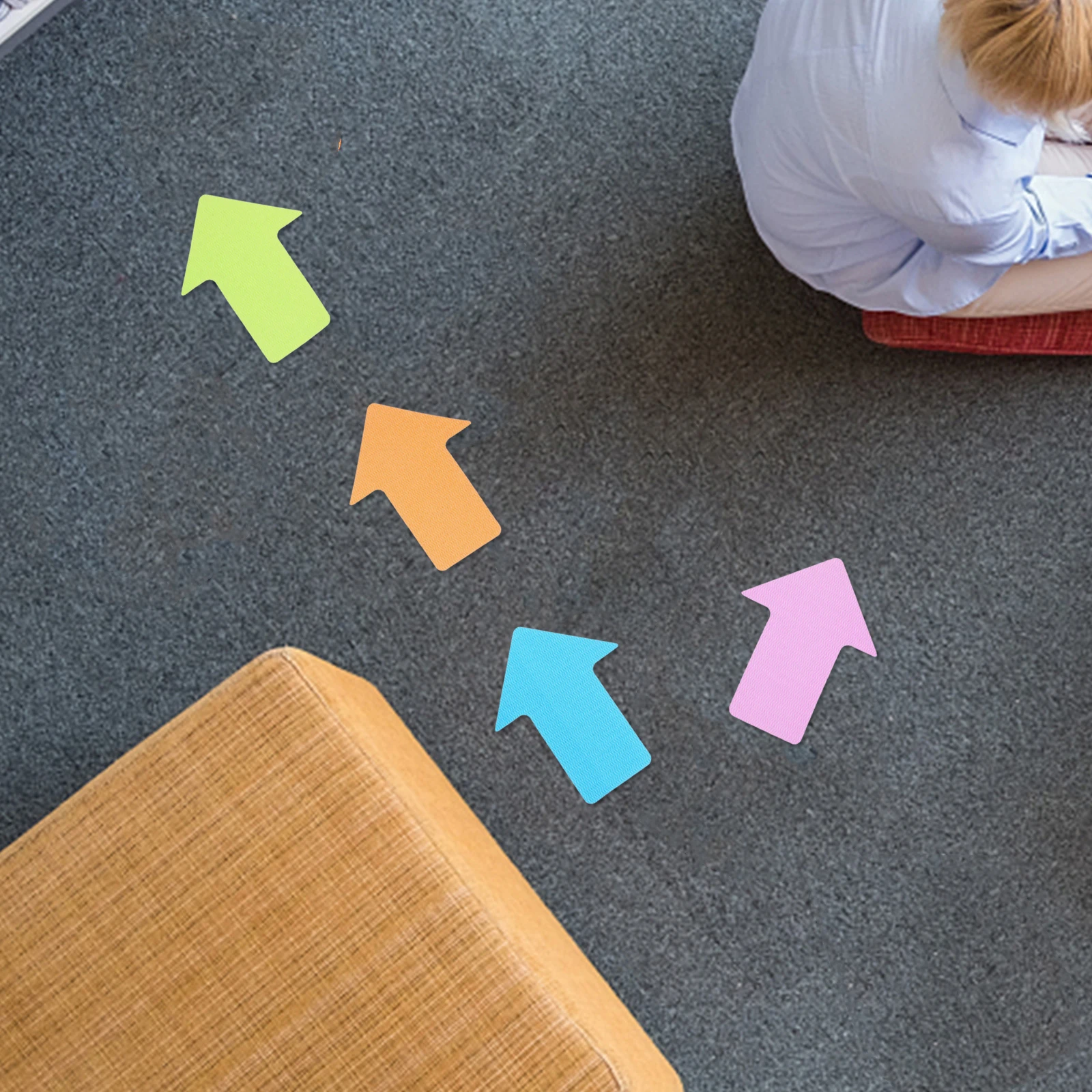 24 Pcs 4 Inch Arrow Reusable Gym Football Training Signs Classroom Sports Carpet Markers Training Exercise Spot Stickers