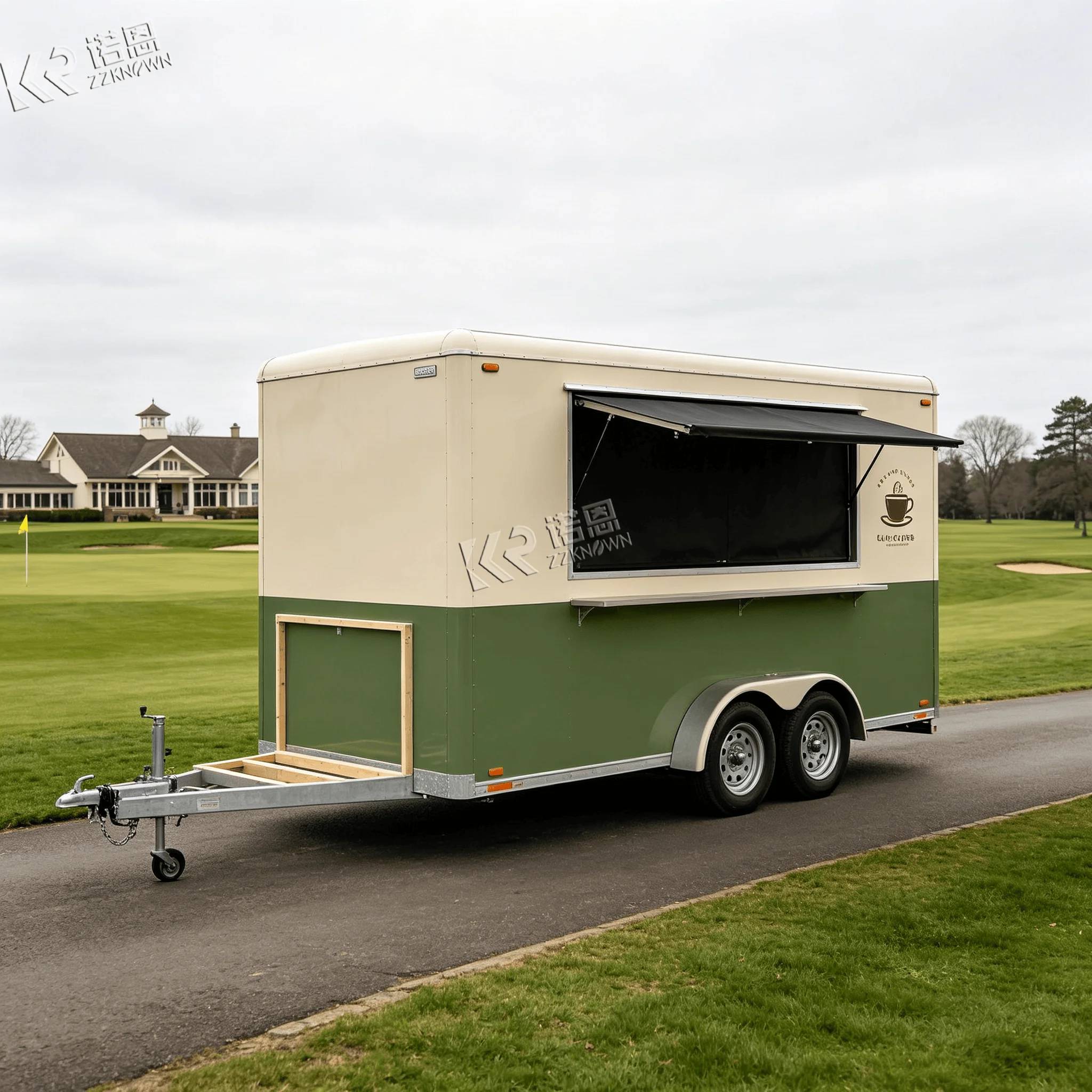 Mobile Food Cart With Side Serving Window Commercial BBQ Grill Concession Trailer For Outdoor Street Catering