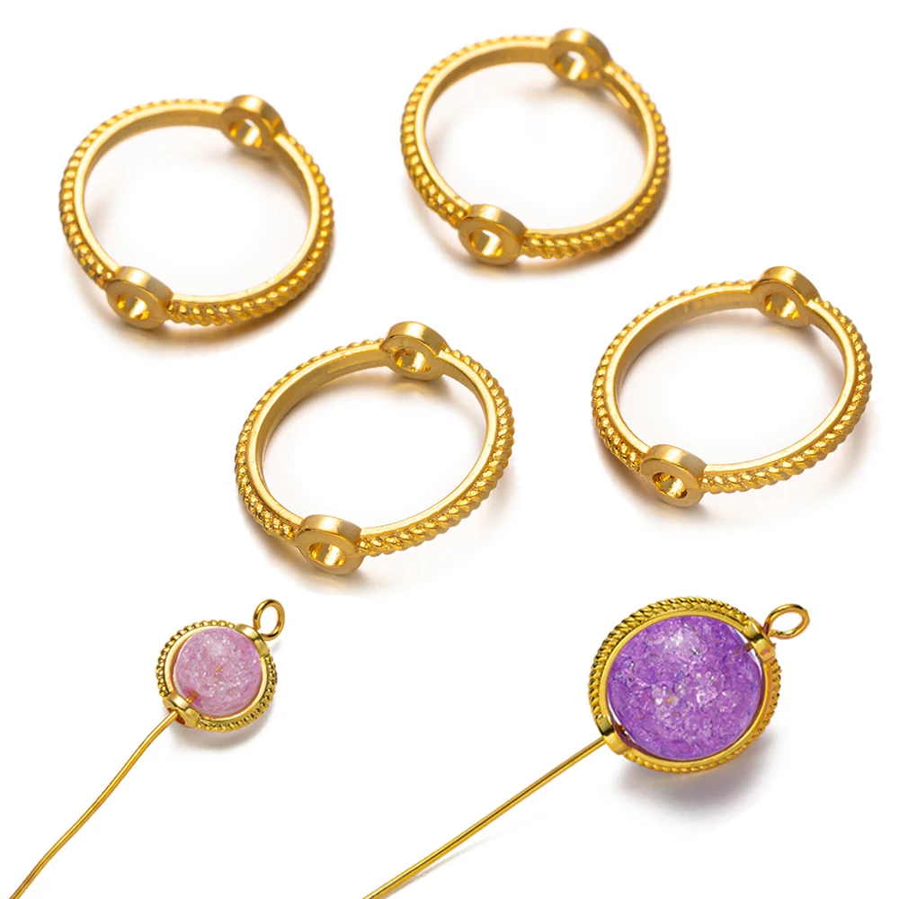 

10pcs Metal Round Double Hole Beading Connector Frame Ring For DIY Handmade Necklace Bracelets Earrings Jewelry Making Supplies