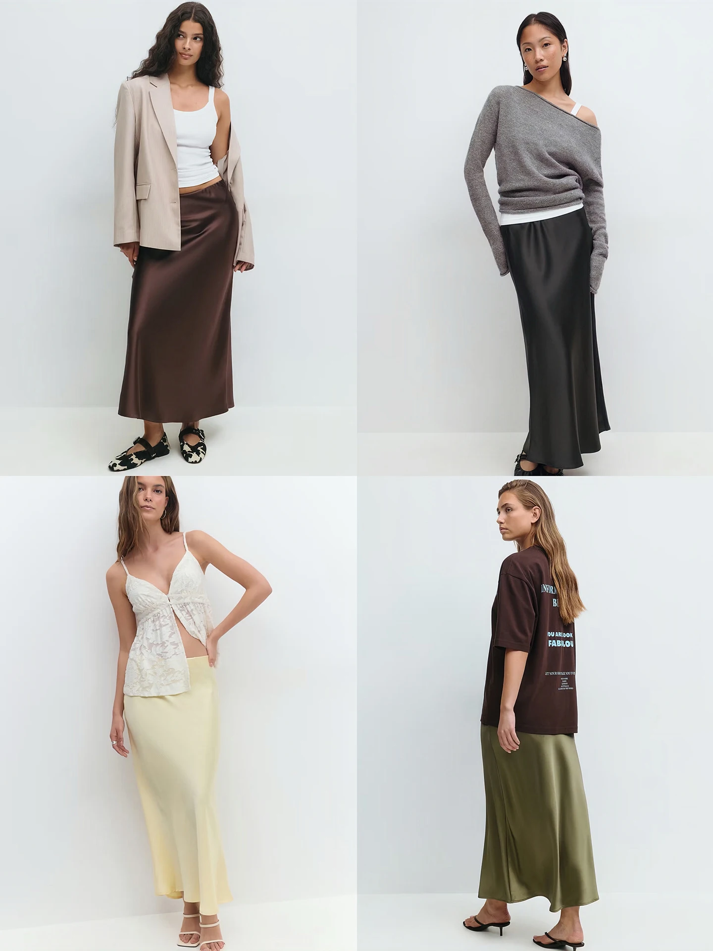 جينا تريكو فاخر ثنيات السلس الساتان f تنورة منخفضة الخصر Ele ميدي تنورة Ci تخفيف ألف خط تنورة البوليستر النسيج