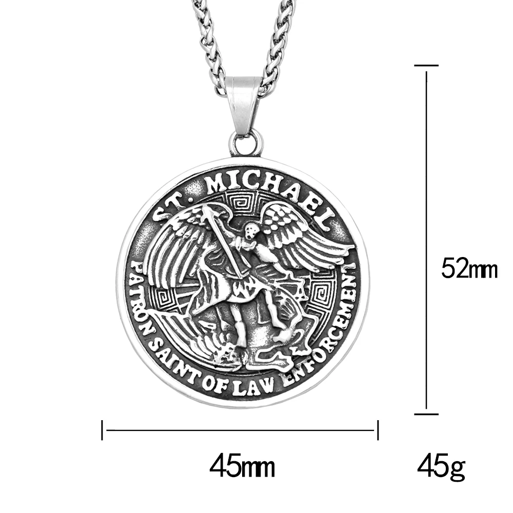 فاسق الأزياء سانت مايكل قلادة للرجال النساء الفولاذ المقاوم للصدأ رئيس الملائكة المعلقات فريد تميمة مجوهرات هدايا دروبشيبينغ