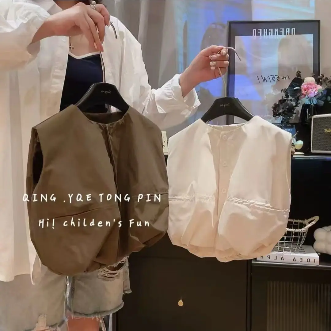 Children's Loose Vest Outerwear, New Autumn Korean Version Lantern Vest Jacket, Children's Spring and Autumn Top