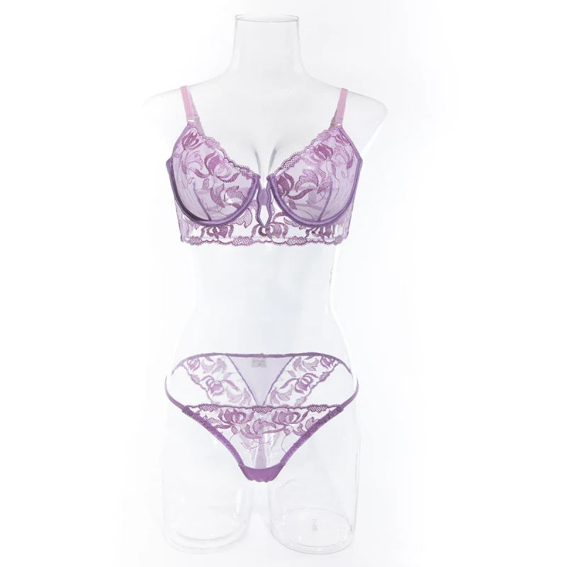 

Bikini Embroidery Romantic and Beautiful Purple Bra and Panty Sexy Lingerie Set