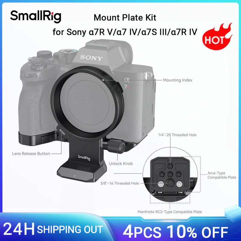 

SmallRig Rotatable Collar Mount Plate for Sony Alpha 7R V/Alpha 7 IV/Alpha 7S III/Alpha 7R IV for Arca-Type Manfrotto RC2 -4148