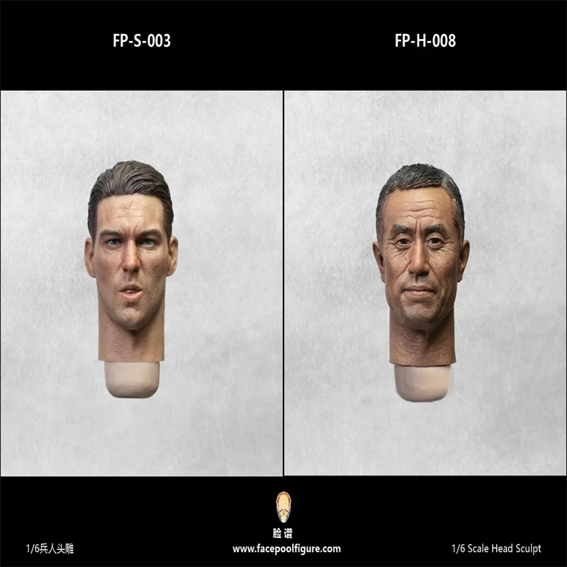 FP-S-003 FP-H-008 1/6 Soldier Asia Europe and America Male Head Carving High Quality Model Fit 12'' Action Figure Body In Stock