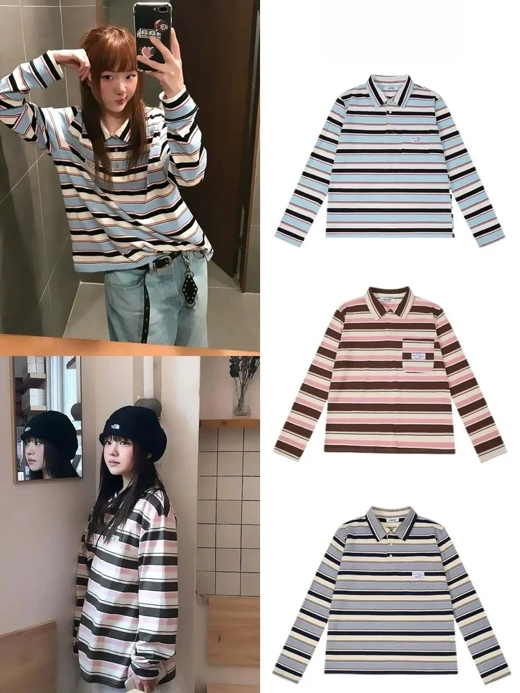 

Весна-Осень 2025: Новая женская футболка с длинным рукавом, в полоску, с цветовыми блоками, универсальная, повседневная, из хлопка, креативный дизайн