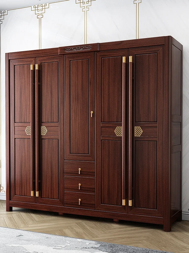 

Ugyen Wood Solid Wood Wardrobe Log New Chinese Household Bedroom 345 Vertical Hinged Door Large Capacity Wardrobe Locker