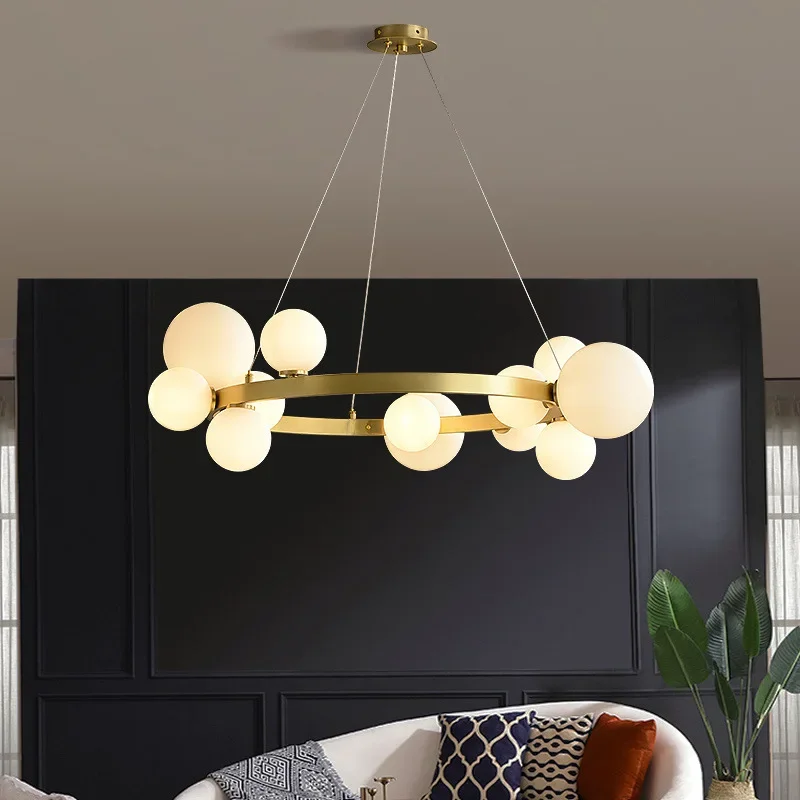 Designer Gold  Ring Pendant Lights Room Foyer Restaurant Suspension Lamp Wire Adjustable G9 Bulb White Clear Glass Drop Shipping