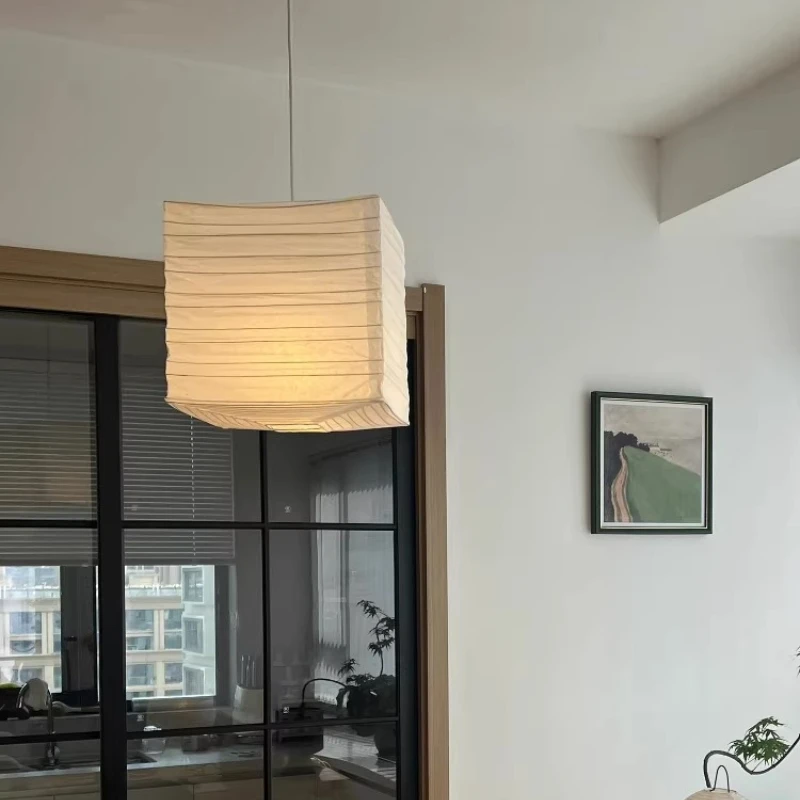 

Японские подвесные светильники в стиле Ваби-Саби из белой квадратной рисовой бумаги для гостиной, столовой, спальни, бара, отеля, дизайнерские светильники для интерьера