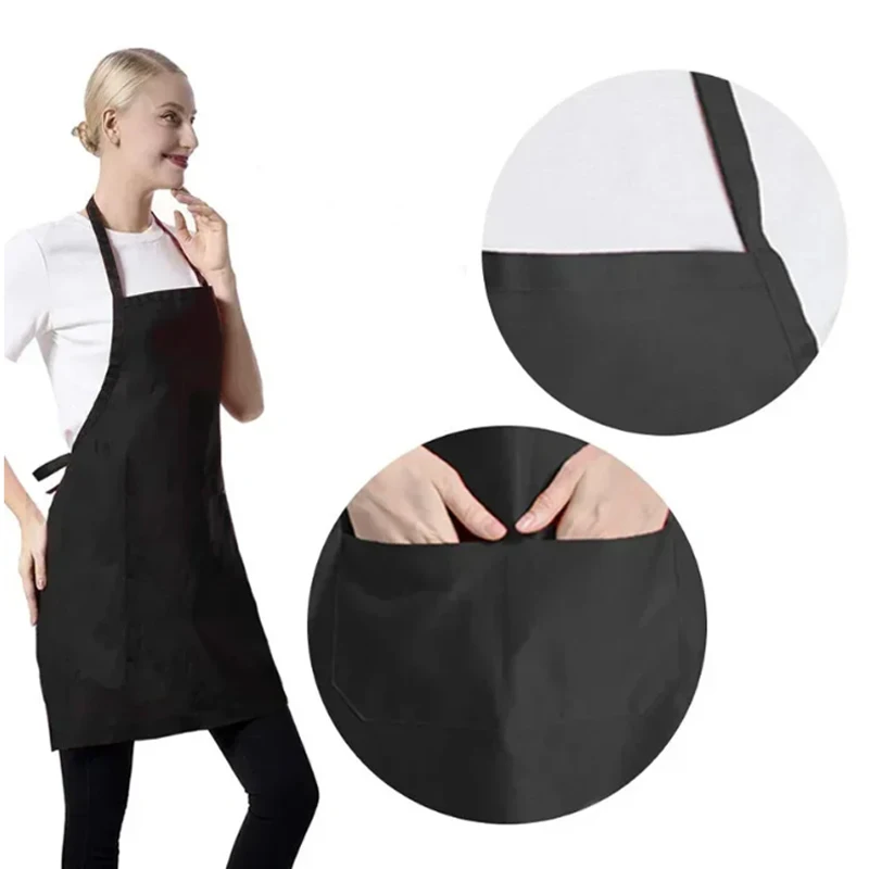 Solid Cooking Apron With Pocket Kitchen Chef Cleaning Restaurant Waitress Apron Keep The Clothes Clean Sleeveless Convenient