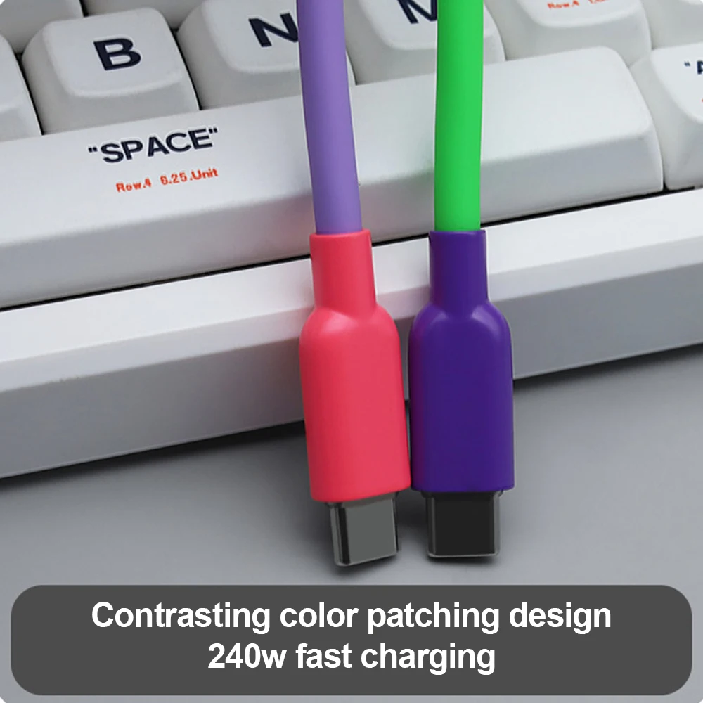 240W Flüssigsilikon USB-C auf Typ-C Schnellladekabel Typ-C Datenkabel für iPhone 17 16 15 Pro Max MacBook iPad Samsung S26 – Detail 3