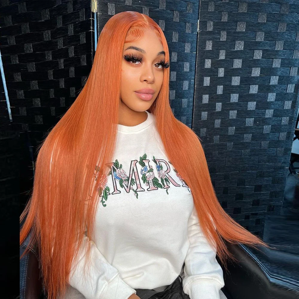 

36 Inch Orange Ginger Lace Front Wigs Human Hair For Women Straight 13x4 13x6 Hd Lace Frontal Wig Colored Pre Plucked Brazilian