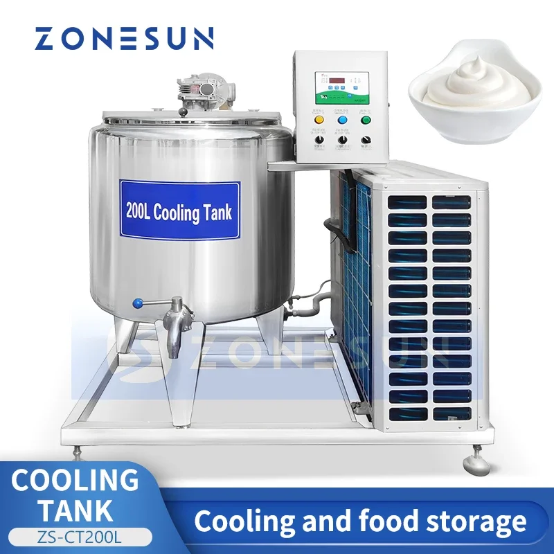 Zonesun ZS-CT200L Milk Cooling Tank Refrigeration Tank Stainless Steel for Milk Storage With Agitator Food Dairy Farms