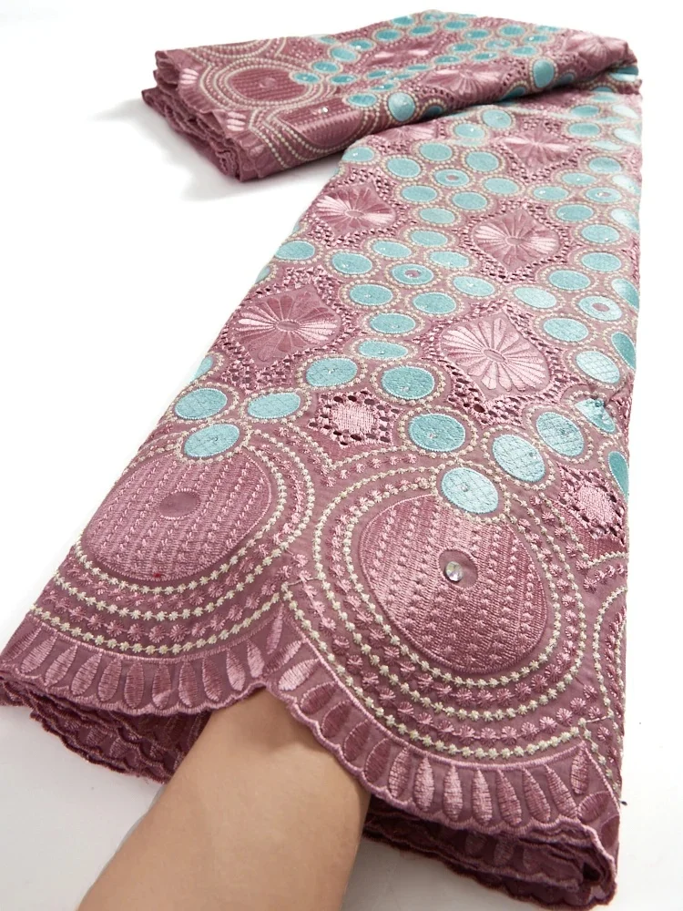 

Африканское хлопковое швейцарское кружево высокого качества, швейцарский вуаль-кружевной материал с камнями, элегантная сухая вышивка для женских платьев, 5 ярдов