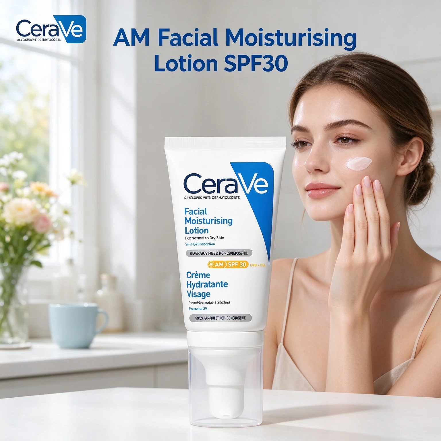 CeraVe Day Night Facial Bundle AM Lotion SPF30 & Invisible Sunscreen SPF50+ & Retinol Serum Ceramides & Skin Barrier Repair