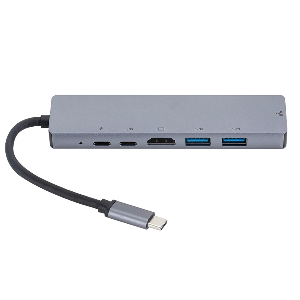 

6 In 1 Usb Type C Adapter Pd Charging Gigabit Ethernet Lan Converter Compact Portable Light Silver Light Grey