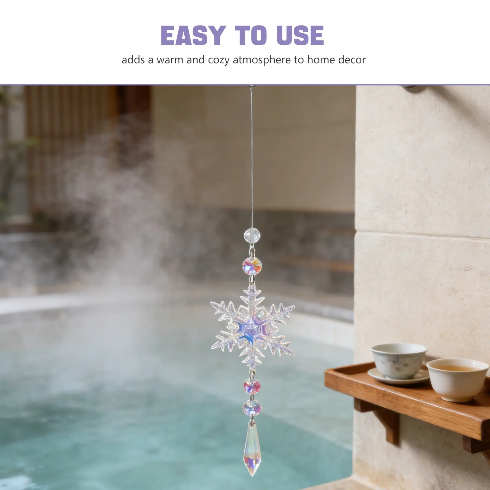 Crystal Suncatchers Large Hanging Crystal Snowflakes Window Hanging Outdoor Decorative Crystals Rainbow Maker Prism Garden Patio