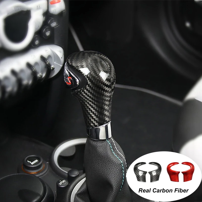 

Gear Shift Head Cover Decoration Sticker For M Coope r S R 55 R 56 R 57 R 58 R 59 R 60 Country Real Carbon Fiber Car Accessories