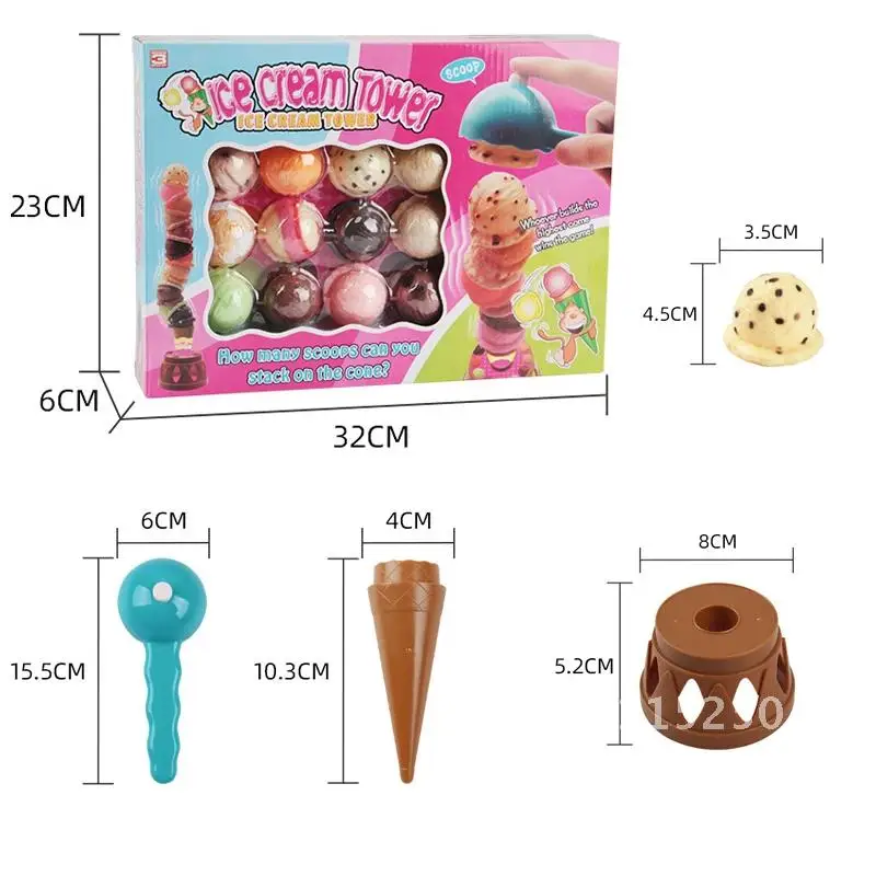 Children Ice Cream Stack Simulation Toys Balance Games Tower Food Montessori For Baby Kitchen Toy Pretend Educational Gifts