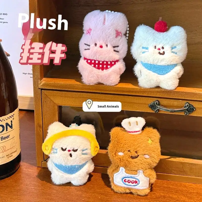 Cute Cartoon Plush Animal Toy Pendant Keychain Kawaii Cat Rabbit Stuffed Doll Ornament Backpack Decoration Pendant Accessories