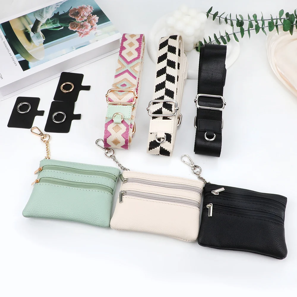 S Universal  Adjustable Crossbody Lanyard With Zippered All-match Wide Crossbody Bag Strap Fashion Women Anti-Lost Phone Cord