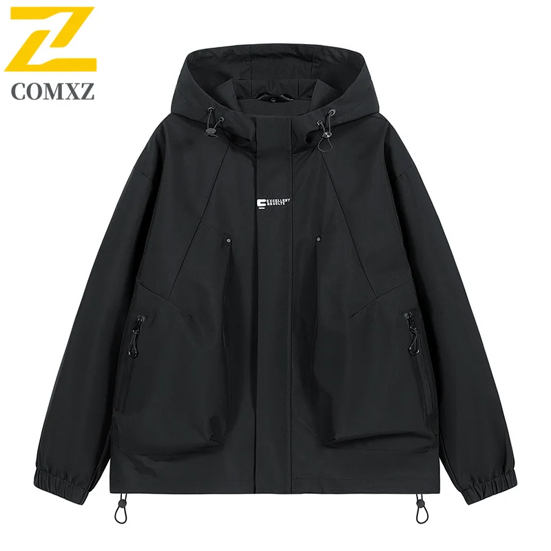 

EiAO Jacket Vintage Outdoor Men Women Waterproof Windproof Hooded Coat American Retro Streetwear for Hiking Camping Fishing 2025
