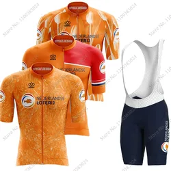 2023 Netherlands National Team Cycling Jersey Set Bicycle Clothing Road Bike Shirts Suit Bicycle Bib Shorts MTB Ropa Maillot