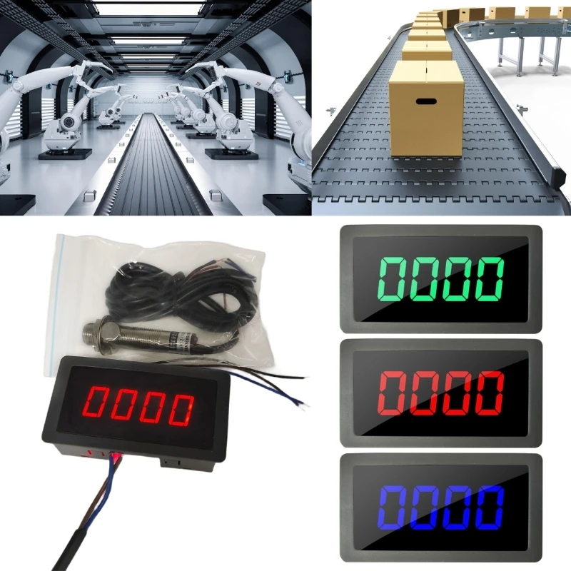 

Digital LED Tachometer Speed Speed Meter with Sensoring & NPN Proximity Switches Motor Speed Gauge 220V for Lathes M4YD