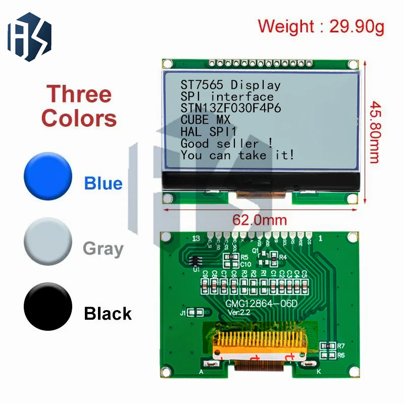 Lcd12864  12864-06D, 12864, LCD Module, COG, With Chinese Font, Dot Matrix Screen, SPI Interface