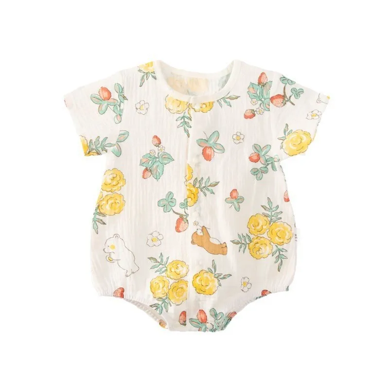 Cotton Baby Girl Boy Romper Infant Short Sleeve Jumpsuit Newborn Bubble Oversized Bodysuit Toddler Outfit Summer Onesie Clothes
