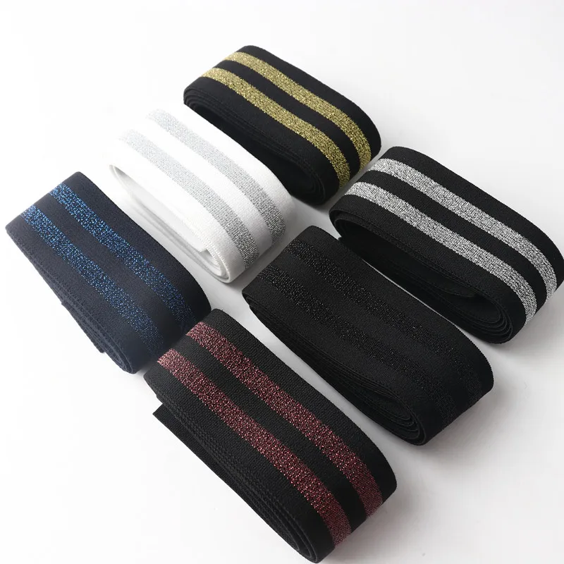 40Mm Thick Striped Elastic Band Pants Waist Sealing Rubber Band Wide Flat Elastic Striped Webbing Accessories Sewing Accessories