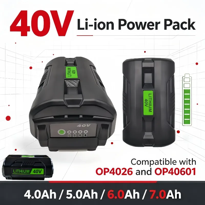 Replacement Battery 40V 4Ah 5Ah 6Ah 7Ah With Charger For OP4026 OP40601 Power Equipment