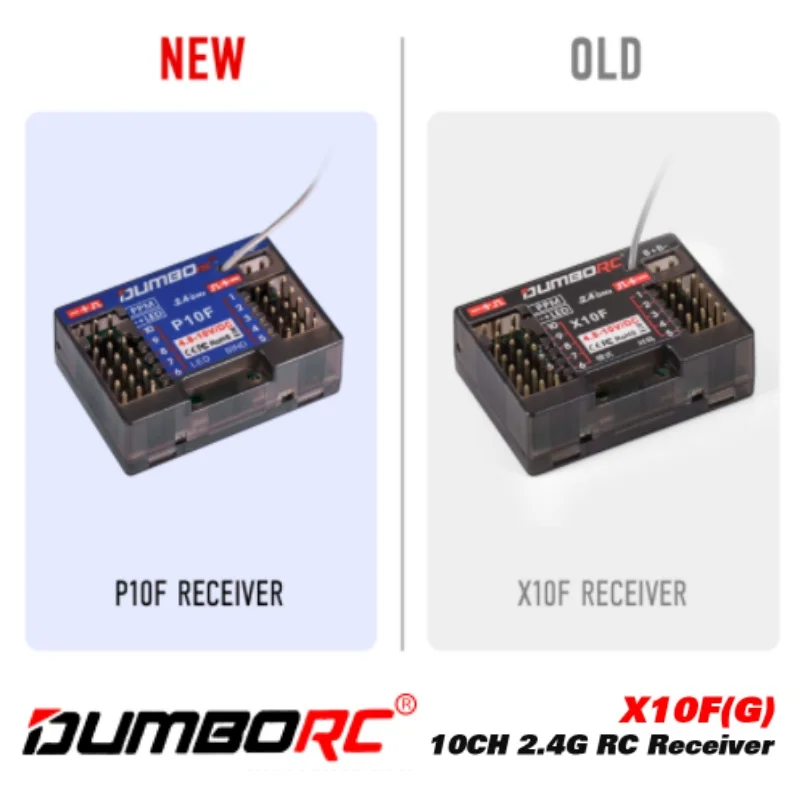 DUMBORC X10F X10FG 10CH 2.4G RC Giroscopio Receptor para Transmisor X10P-350