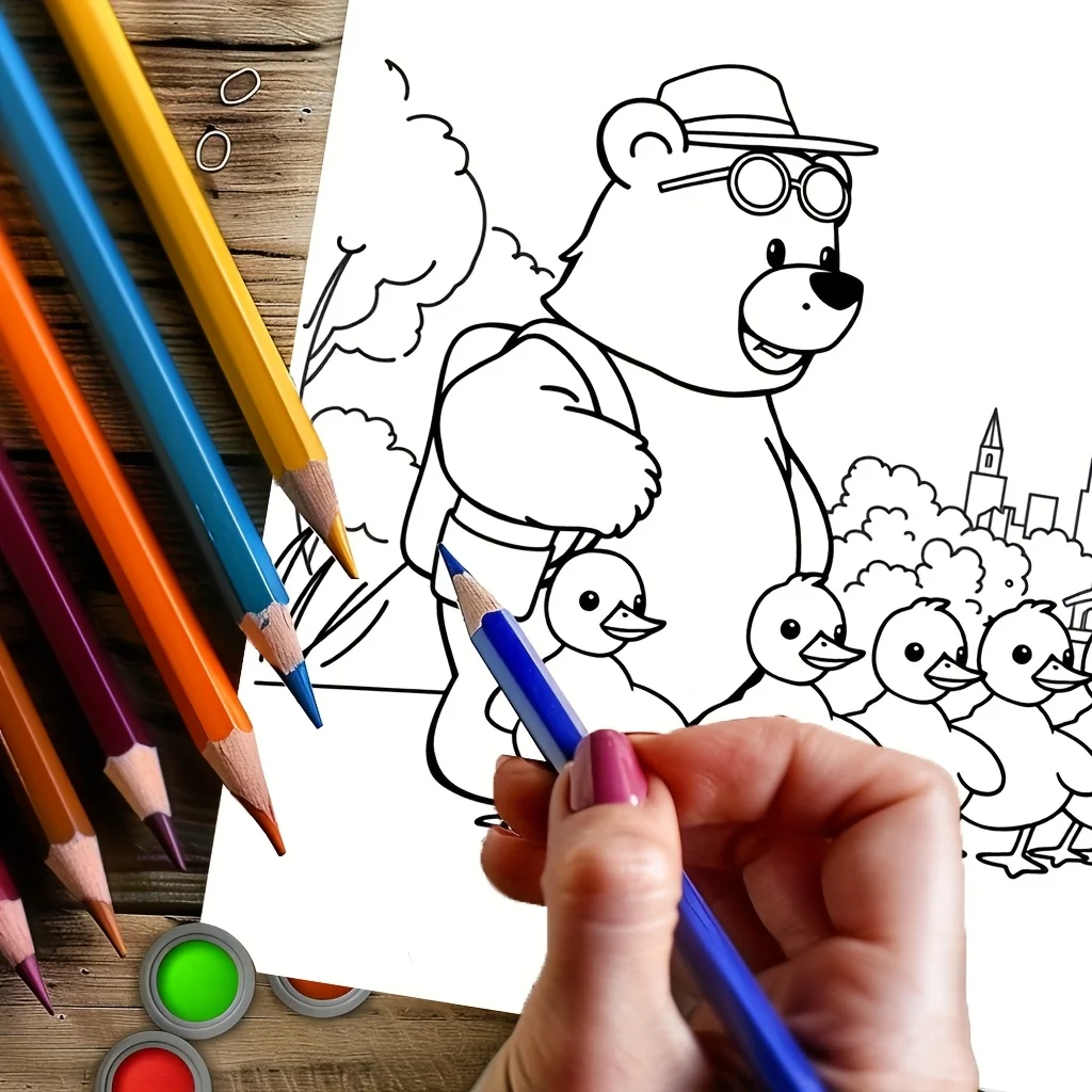 28 Pages Traveling Animal Theme Coloring Book for Adult Stress Reduction | Colouring Book for Stress Relief and Mood Reduction