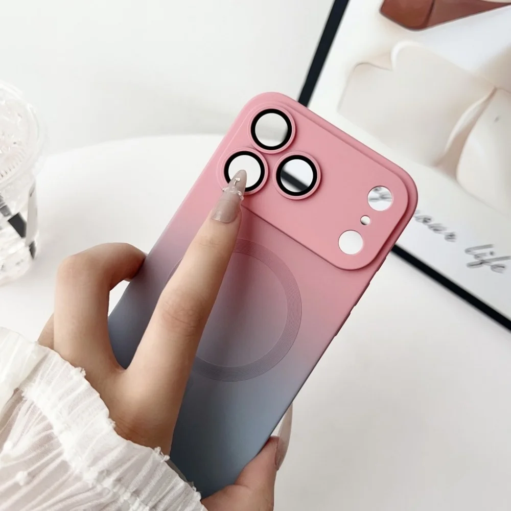 Double Color Gradient Magnetic Silicone Case for iPhone 17 Pro Max Air 16 17 Pro 15 14 Plus 13 12 11 Pro Max for Magsafe Cover