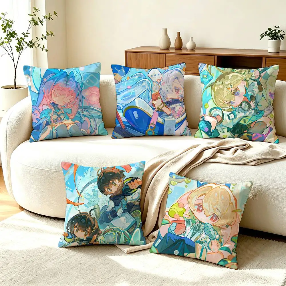 W-Wuthering Waves Game Square Double-Sided printed Pillow Case Bedroom Bedside Pillow Sofa Cushion Cover