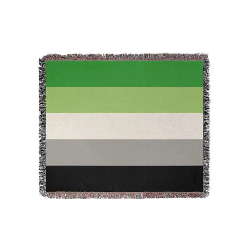 

Aertemisi Aromantic Pride Flag LGBT Rainbow Jacquard Fringed Woven Throw Blanket