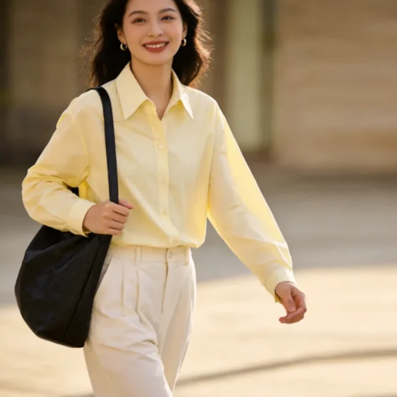 

2026 Spring New Arrival Fashion Simple Versatile Poplin Casual Blouse Top