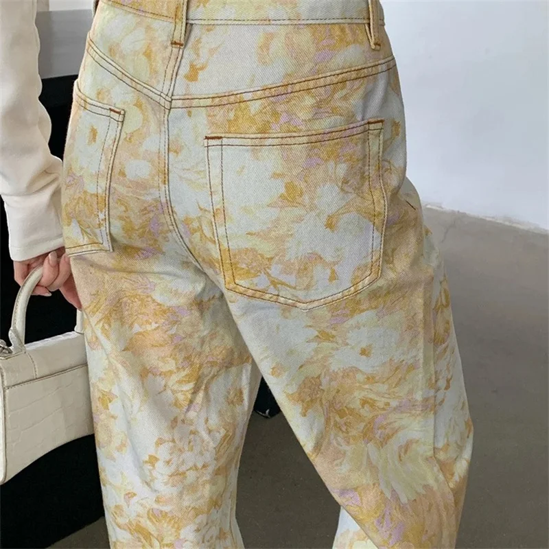 Herbst Retro Jacquard Design Gedruckt Baggy Jeans Für Mann Hip Hop Mode Gerade Denim Pantalones Y2K Streetwear Breite Bein Jean