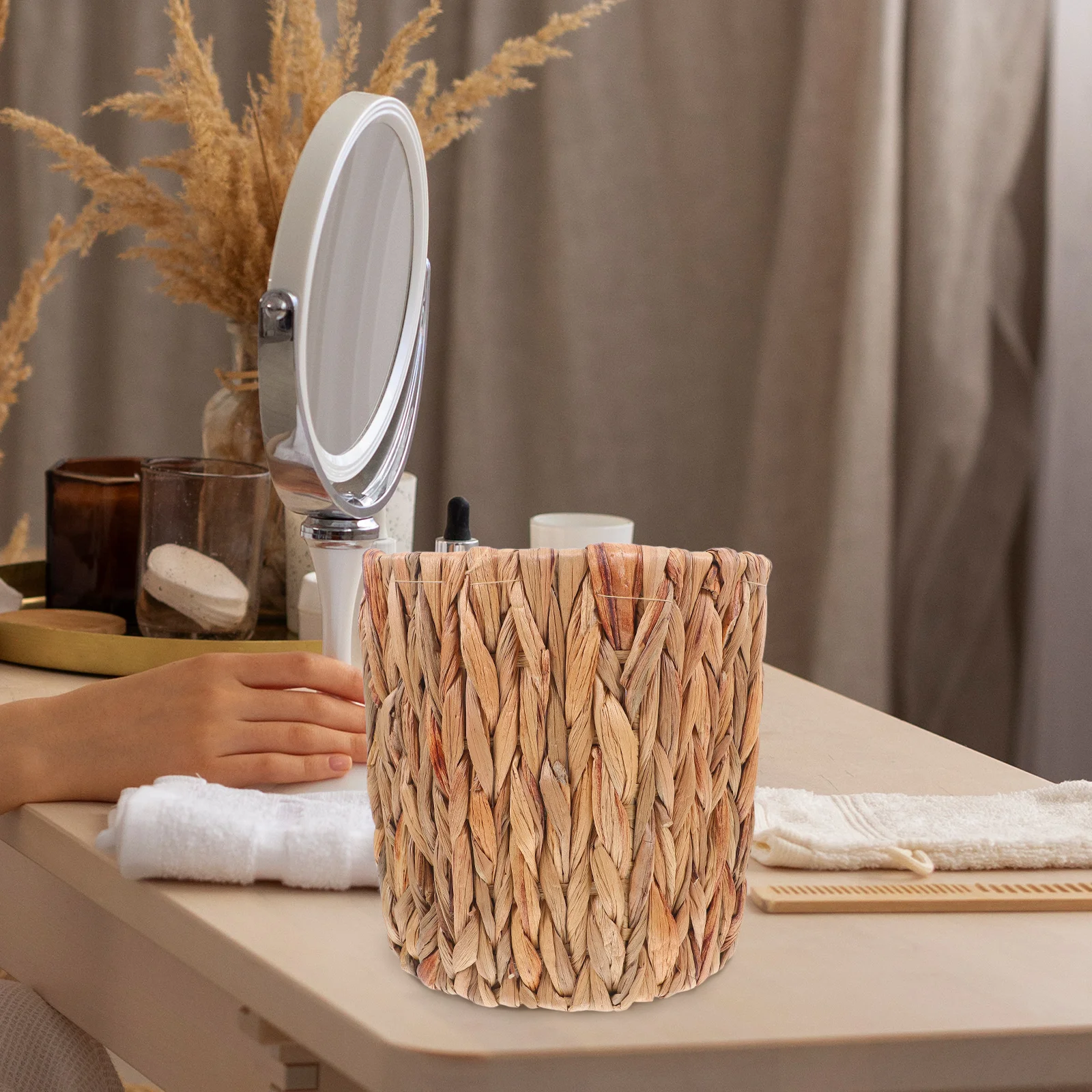 

Woven Rattan Straw Storage Basket Handmade Seagrass Flower Pot Liner Indoor Plants Decorative Balcony Plant Holder Breathing