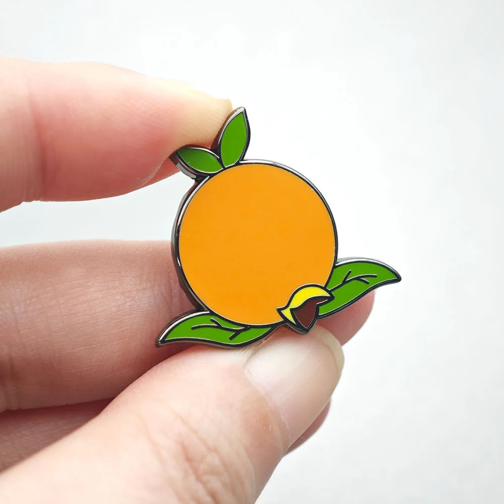 Retro-Brosche mit orangefarbenem Vogel, Sammlerstück, Emaille-Anstecker, Florida-Zitrus-Maskottchen, Metallabzeichen, niedliche Frucht-Reversnadeln, Kawaii-Schmuck, Geschenk – Detail 6